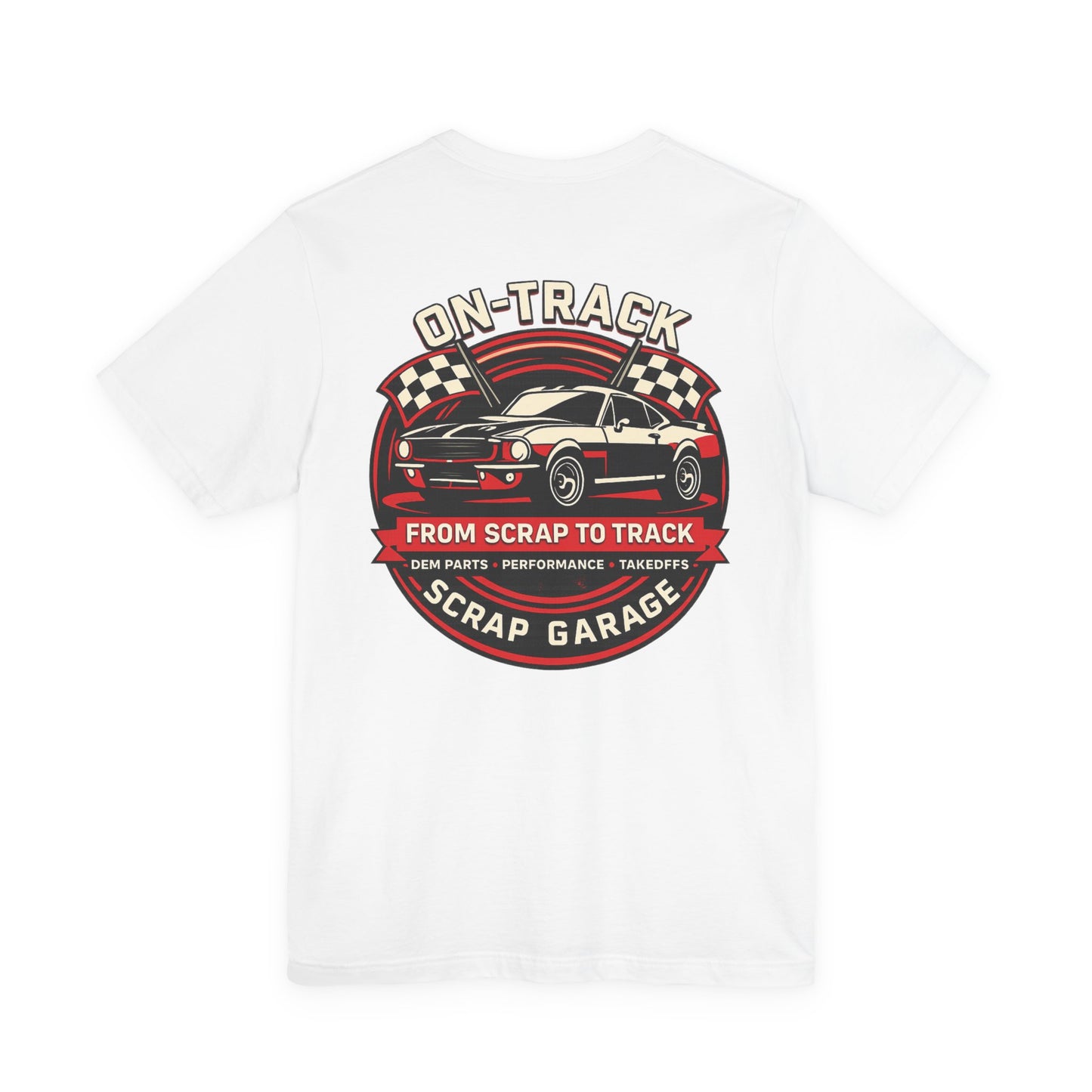 Scrap Garage Racing Tee — "On-Track" Muscle Car Graphic T-Shirt