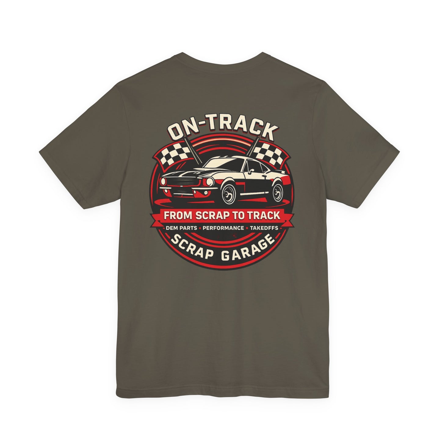 Scrap Garage Racing Tee — "On-Track" Muscle Car Graphic T-Shirt