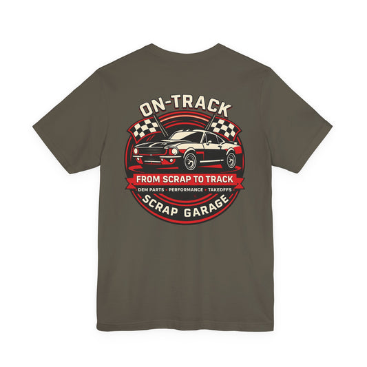 Scrap Garage Racing Tee — "On-Track" Muscle Car Graphic T-Shirt