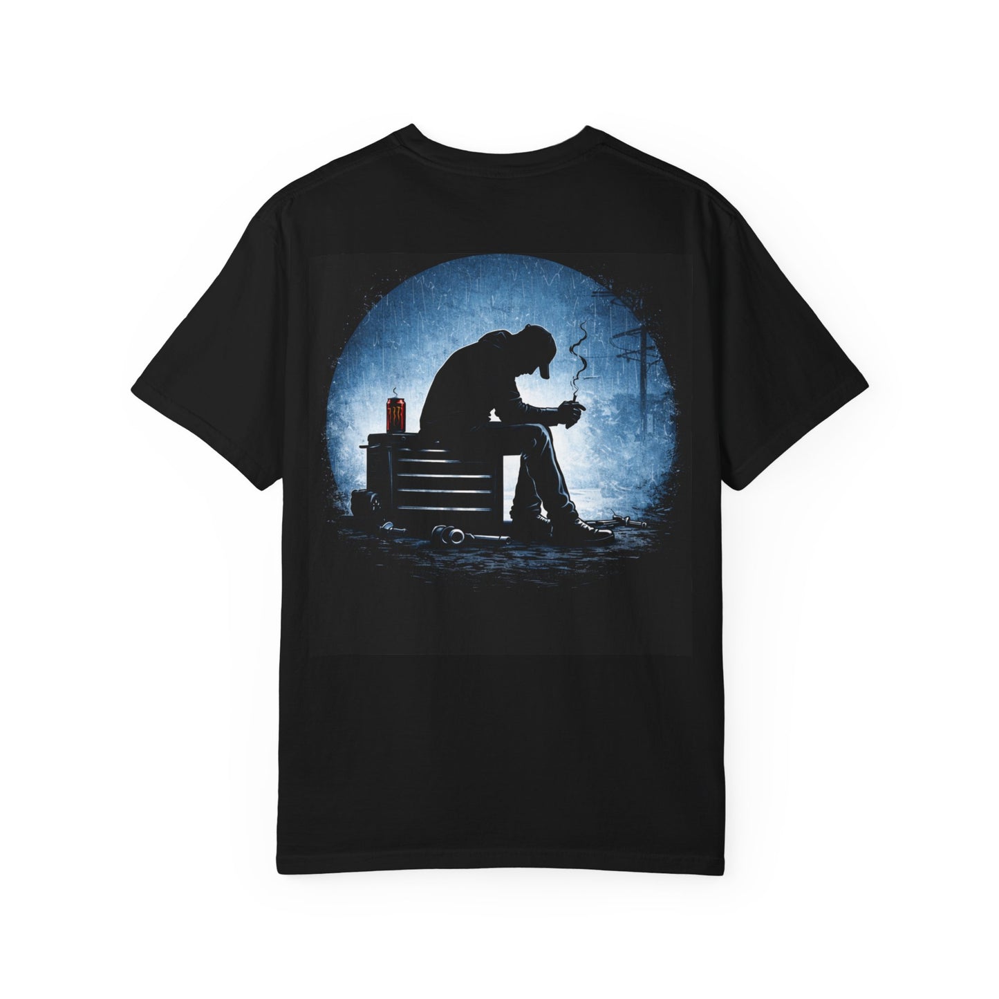 Mechanic Burnout Tee — 'This One Hits Hard' Garment-Dyed T-Shirt